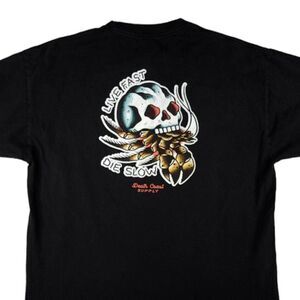 Death Coast Supply T Shirt Mens Size XL Live Fast Die Slow Skull Lobster
